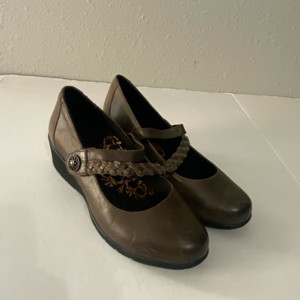 Aetrex Comfort Ada Braided Mary Jane Wedge Shoe size 7.5-8